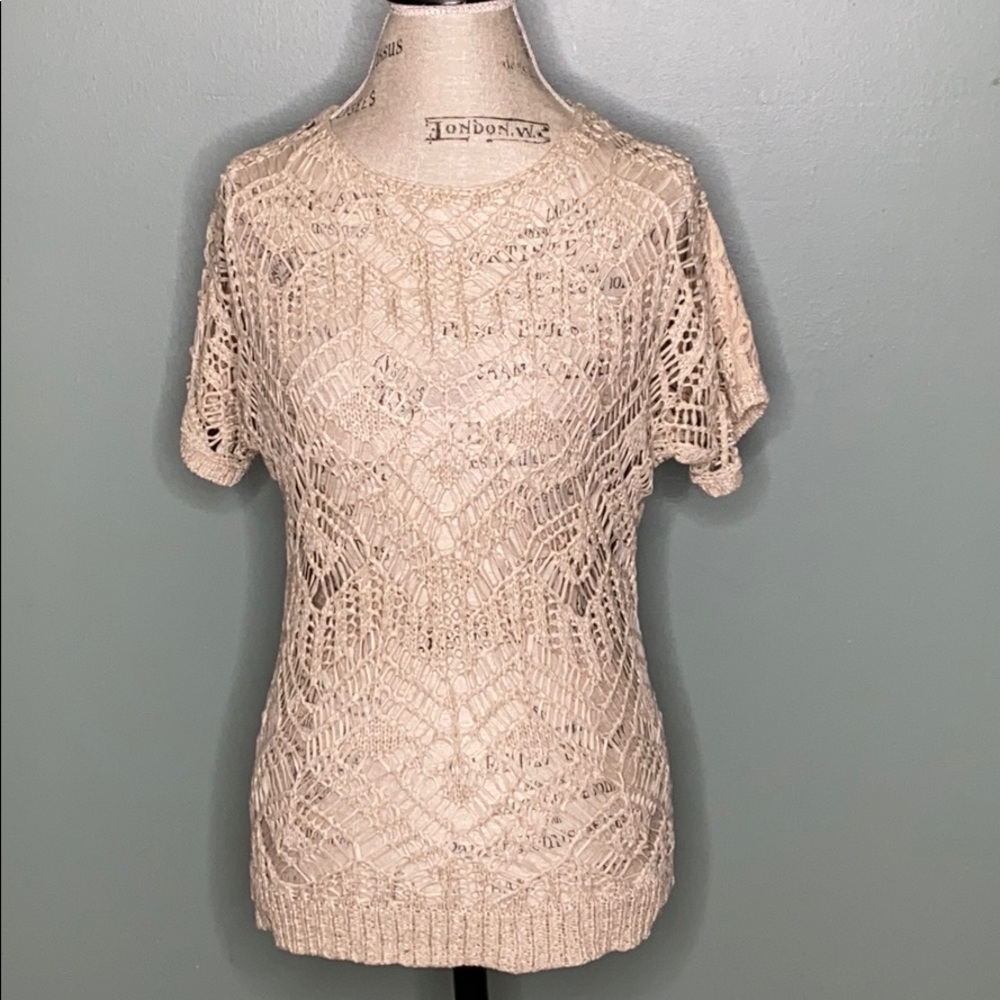 Chico’s Cream Crochet Lace Top sz 0